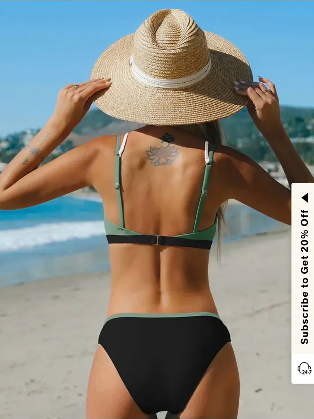 NWT Cupshe Olive Colorblock Bikini Set top M bottoms S - Picture 2 of 5